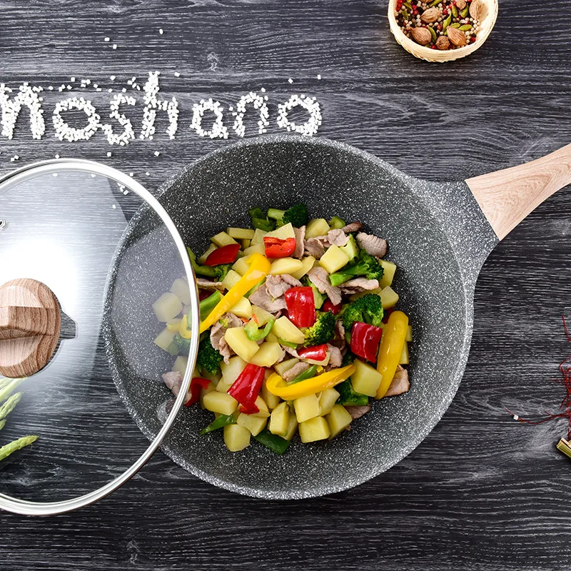 

Kitchen Maifan Stone Color Non-stick Frying Pan Household Induction Cooker Pot No Oil Fume