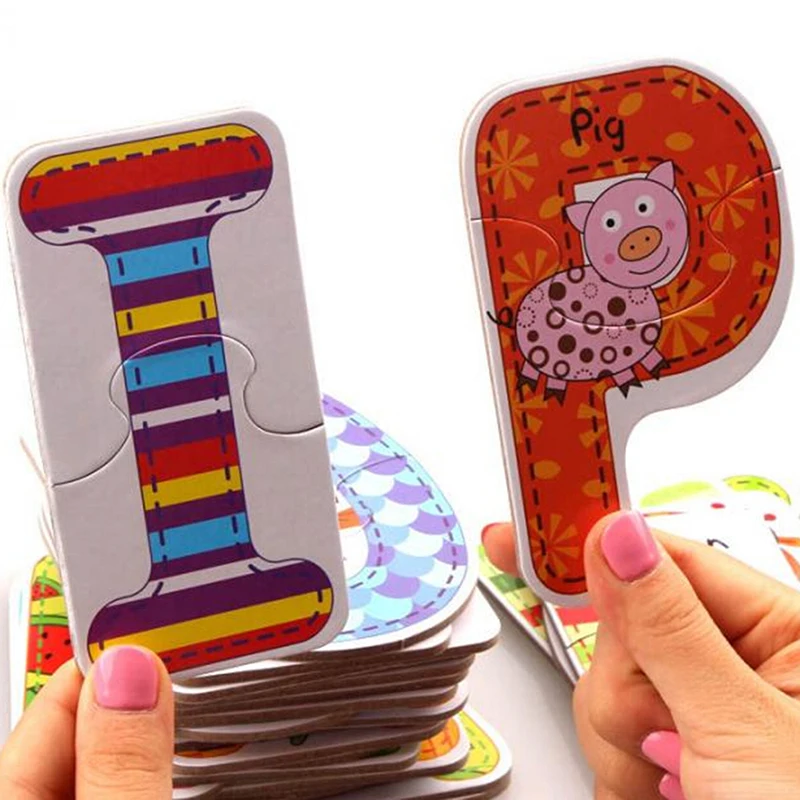 

Baby Toy Zoo Series 26pcs Alphabet Educational Cards For Children Baby Memory Pair Game Toys Cartoon Cards Preschool Education