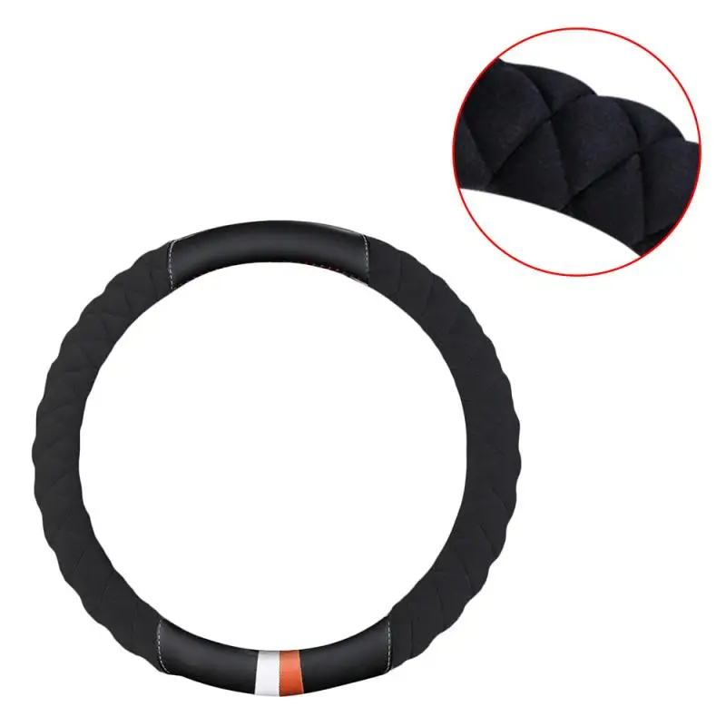 

Short Plush Car Steering Wheel Winter Warm Handmade Skid-proof Steering Wheel Cover Suitable 37-38cm Auto Car Accessories
