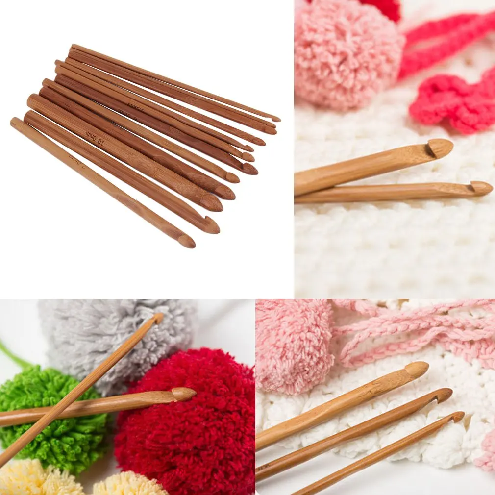 Горячая 12 размер бамбуковая ручка крючком крючок вязаная Пряжа Ремесло Набор