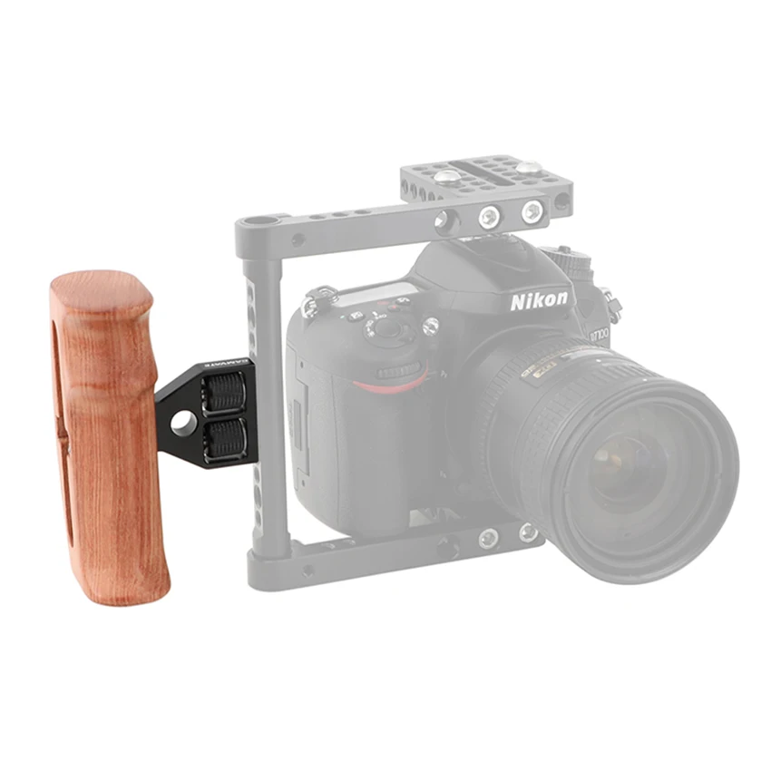 

CAMVATE Wooden Hand Grip Either Side With 1/4" Mounting Screws Connector For DSLR Camera Cage (Brazilian Wood) C2347