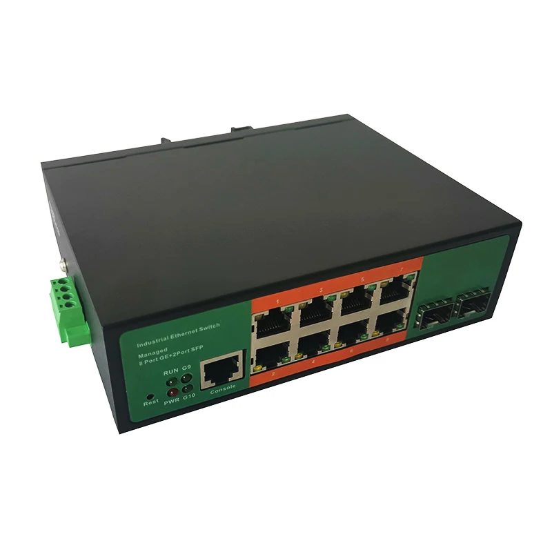 Interruptor de red de bucle autocurativo Gigabit el&eacute;ctrico, transceptor de red de anillo autocurativo Gigabit de grado Industrial 2 &oacute;ptico 8-1