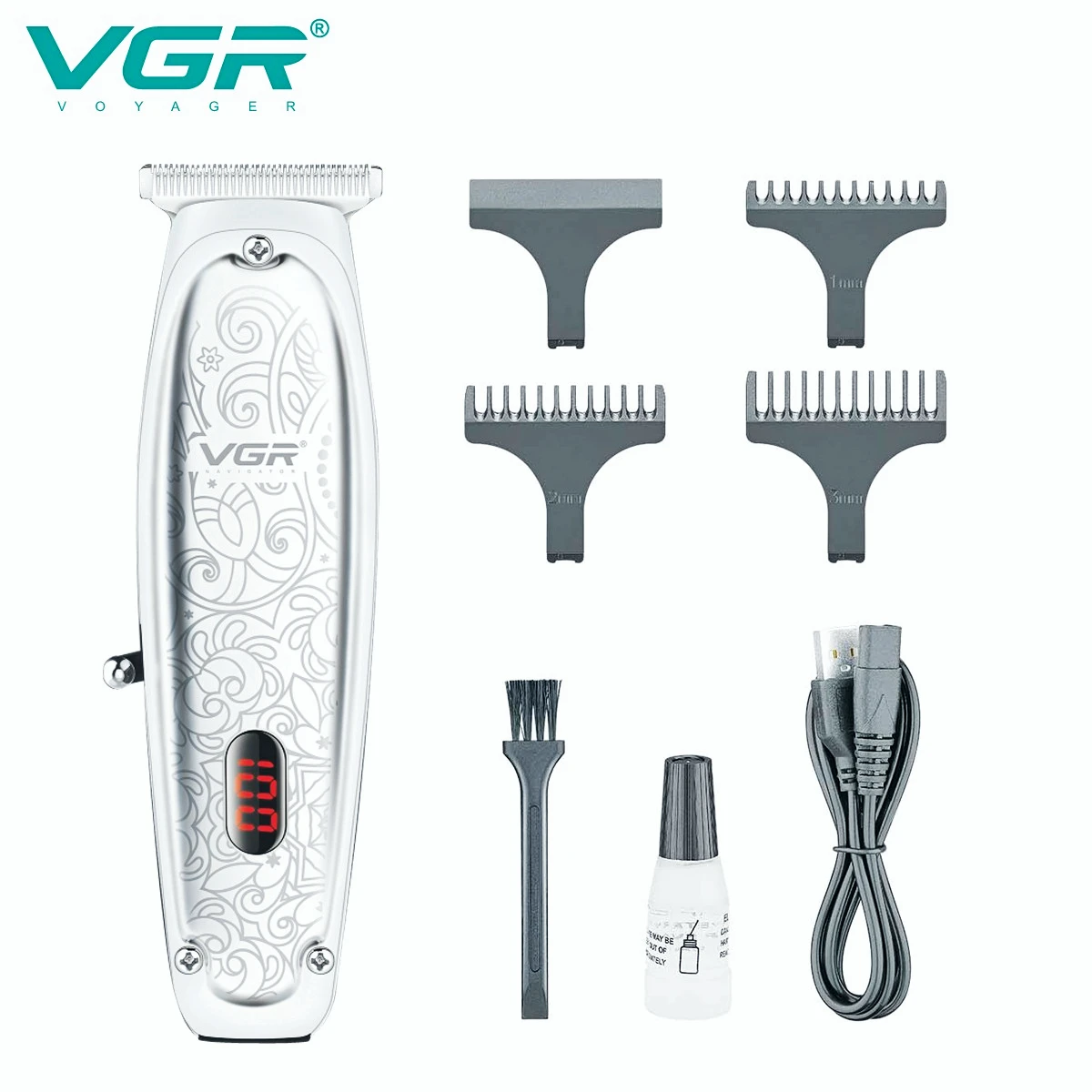 VGR Retro Pattern Hair Cutting Machine Metal Electric Hair Clipper Professional Hair Trimmer For Men Haircut Machine Barber V061