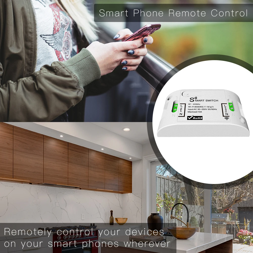 RF433Mhz+ Wifi беспроводной пульт дистанционного управления смарт-переключатель, настенный панельный передатчик, приложение Smart Life/Tuya, работает с Alexa Google Home