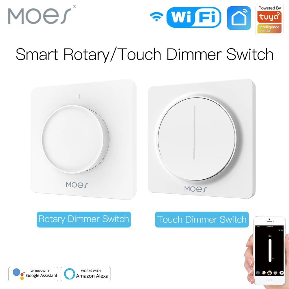 New WiFi Smart Rotary/Touch Light Dimmer Switch Life/Tuya APP Remote Control Works with Alexa Google Voice Assistants EU | Лампы и