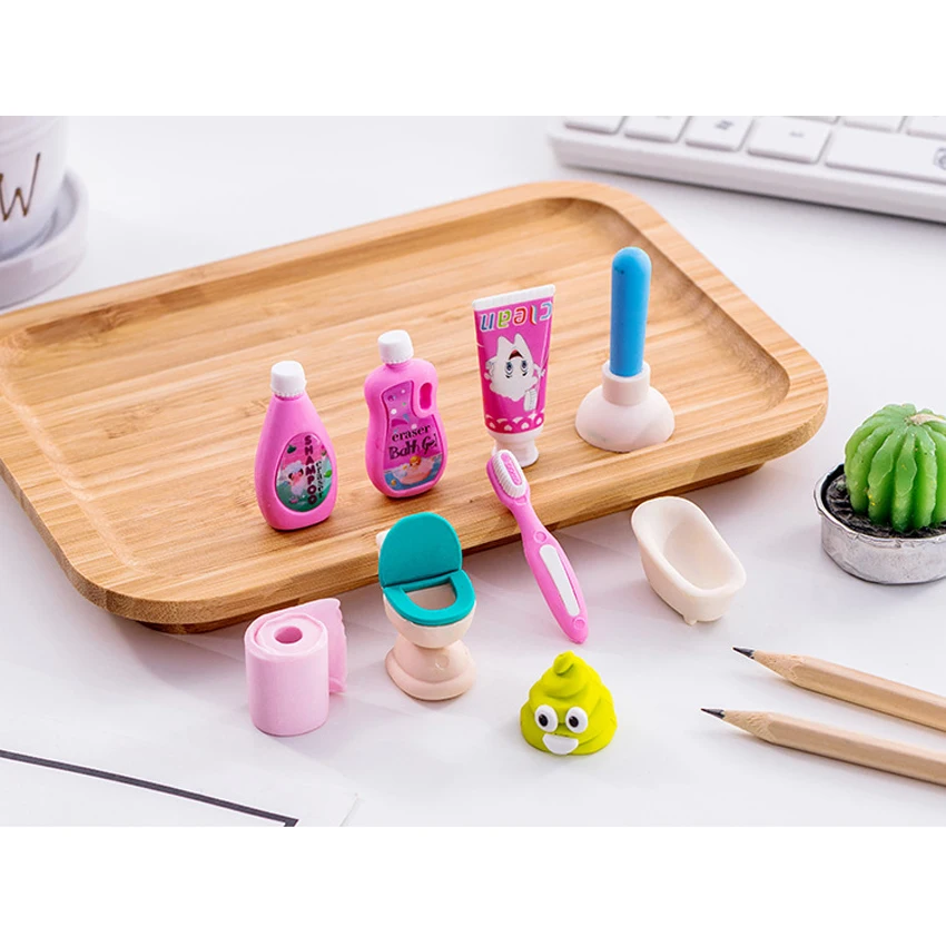 

12packs Creative Bathroom series fancy Rubber set student eraser school supplies papelaria gift toy for kids penil eraser