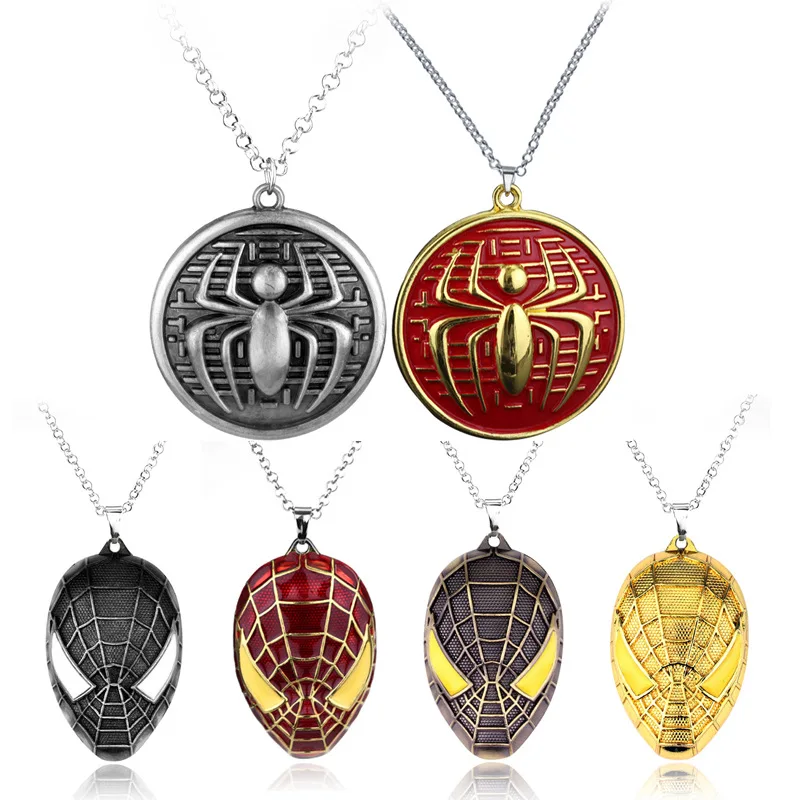 

Disney Marvel Series Avengers Spider-Man Mask Spider-shaped Alloy Necklace Peripheral Jewelry Unisex