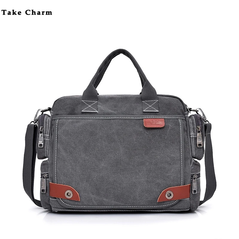 Холщовая Сумка мужская деловая сумка для ноутбука многофункциональная