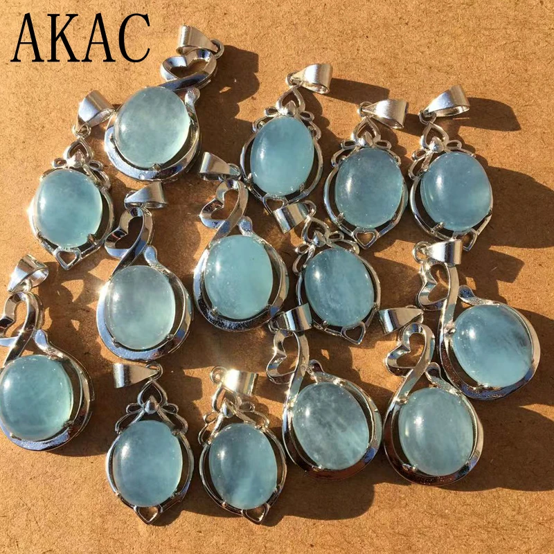 

2pendants approx7-9*9-11mm AKAC natural aquamarine pendant send randomly