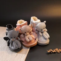 girls snow boots warm winter kids snow boots children glitter shoes baby girls ankle shoes toddler bear boots black soft plush