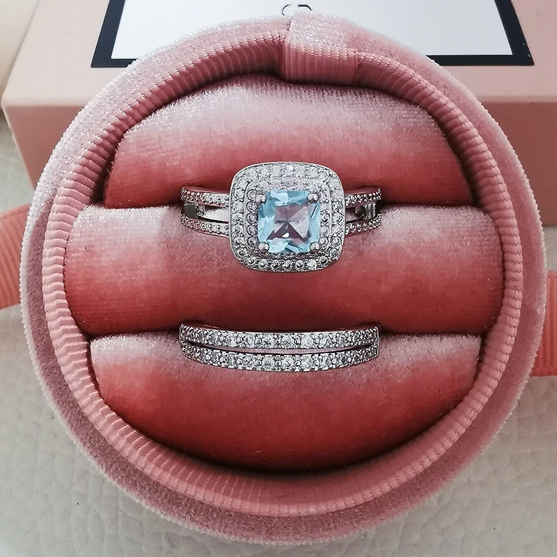 

925 Sterling Silver Trendy Brand Wedding Ring Set For Women Engagement Anniversary Party Gift Jewelry R6002