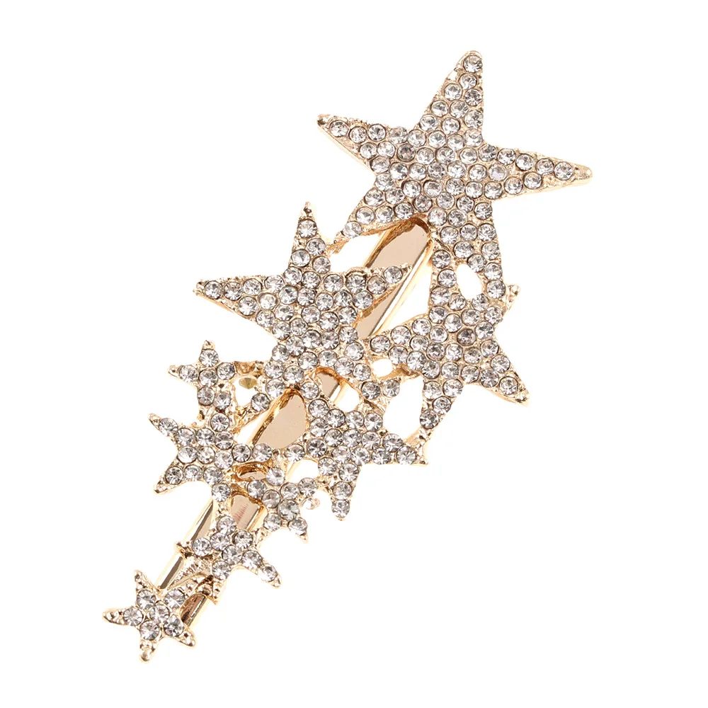 Новые блестящие заколки со звездами стразы женские милые Головные Уборы Заколка