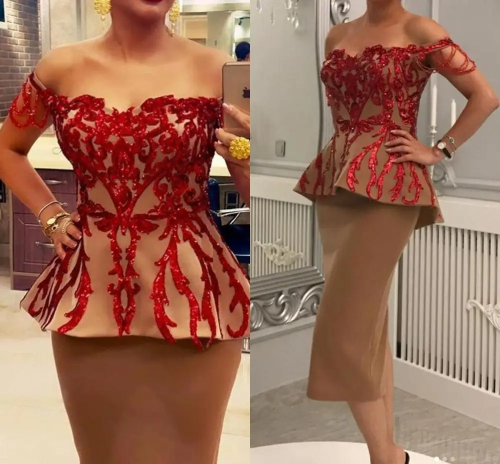 Туфли с красными блестками Русалка Вечерние платья элегантный коричневый атлас