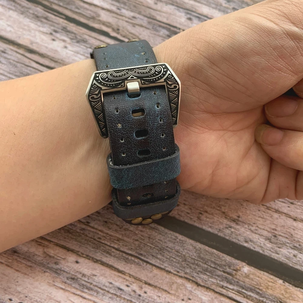 Retro Luxury Carved Buckle Band For Apple Watch Bracelet 38mm 40mm 42mm 44mm Real Leather Belt iWatch Strap Series 2 3 4 5 6 SE