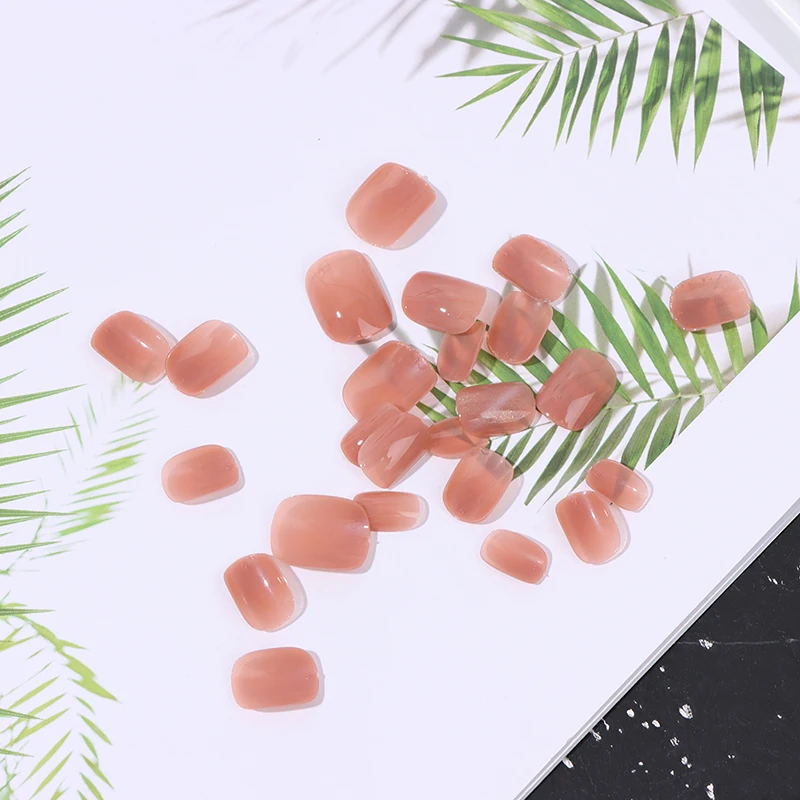 24 шт. накладные ногти цвет кошачьих глаз Накладные средней SquareBean паста готовой