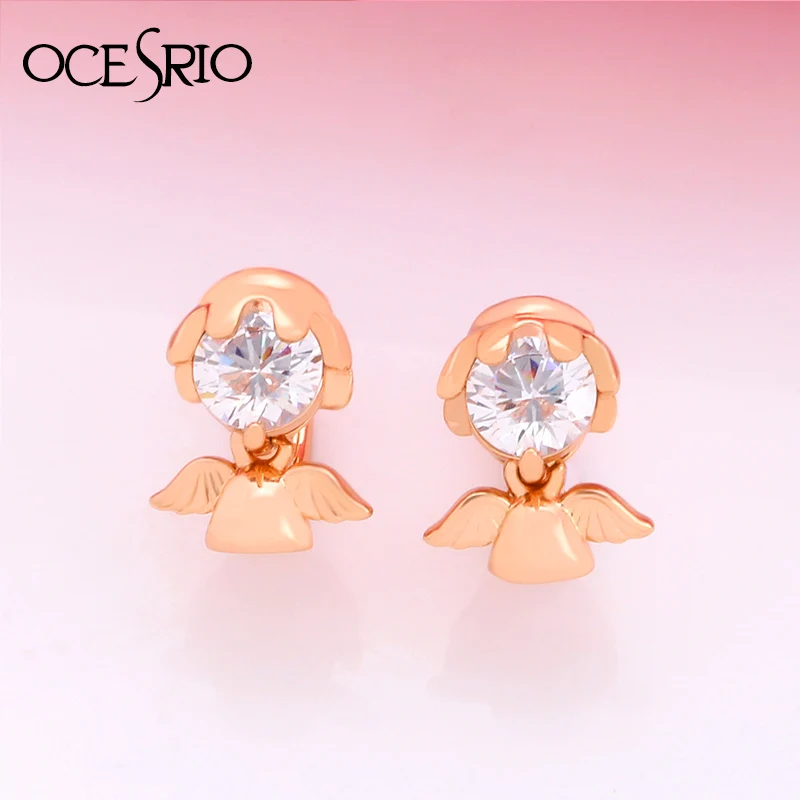 Женские Золотые сережки с камнями OCESRIO серьги подвески натуральным цирконием в