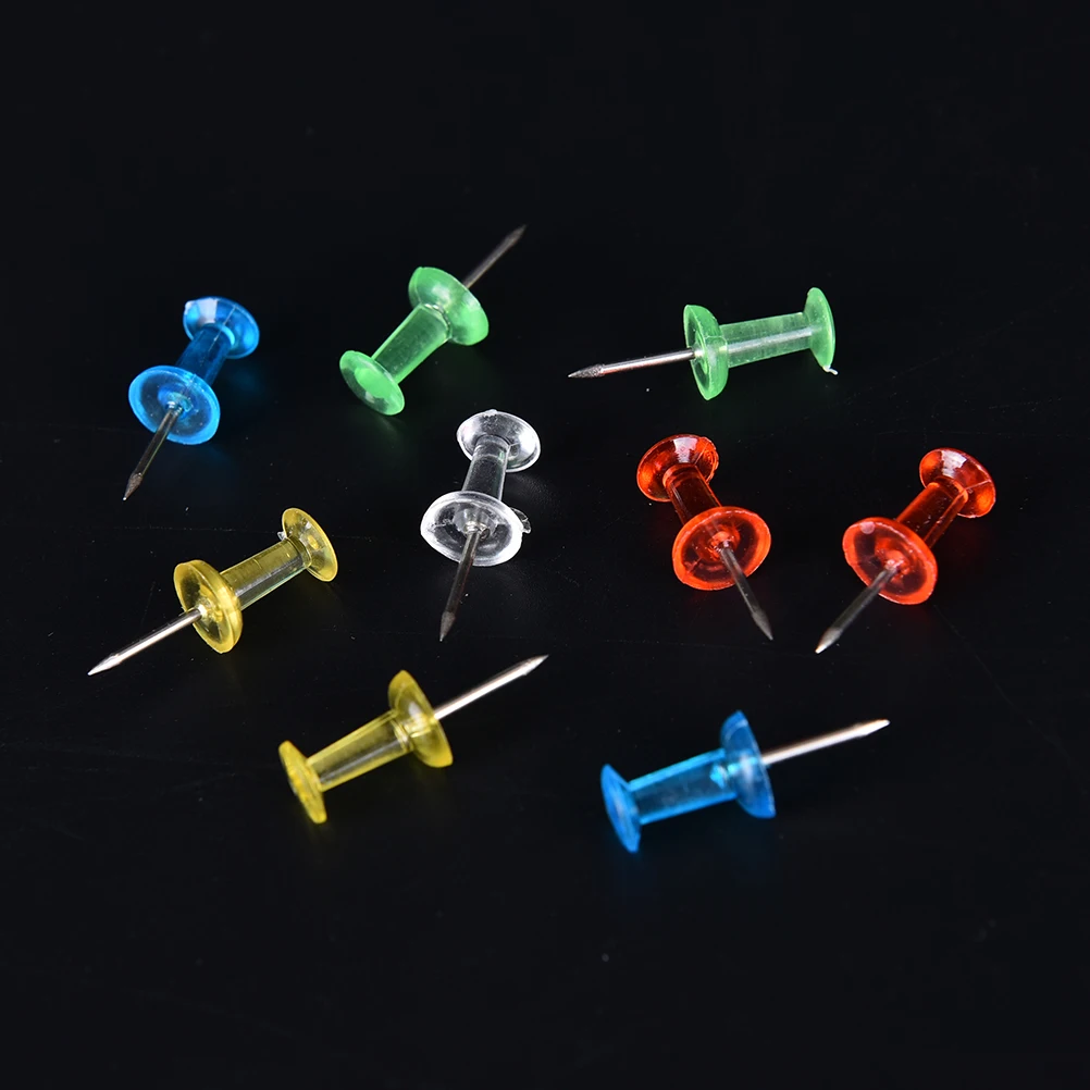 

100PCS Push Pin Assorted Transparent Colorful Making Thumbtack Pins Cork Board Office School Stationery