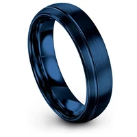 6mm stainless steel jewelry blue groove arc shaped lady ring fashion creative jewelry accessories for boyfriend gift