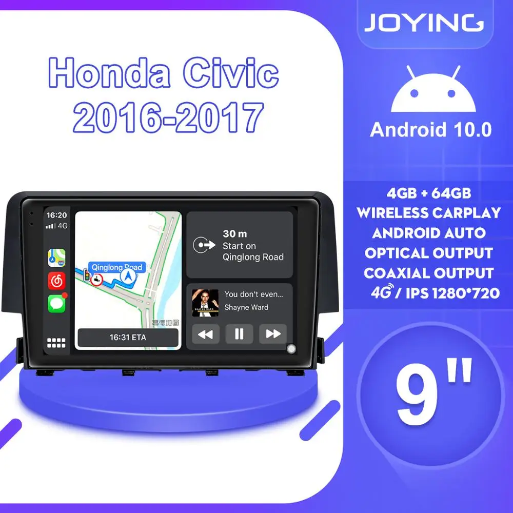 Автомагнитола 9 дюймов Android 10 мультимедиа для Honda Civic 2016 2017 2018 2019 поддержка Carplay OEM