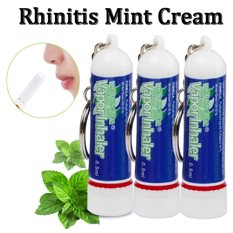 

Rhinitis Mint Cream Keychain Rhinitis Inhaler Nasal Essential Oil Headache Relief Congestion Refreshing Nose Cream with Chain