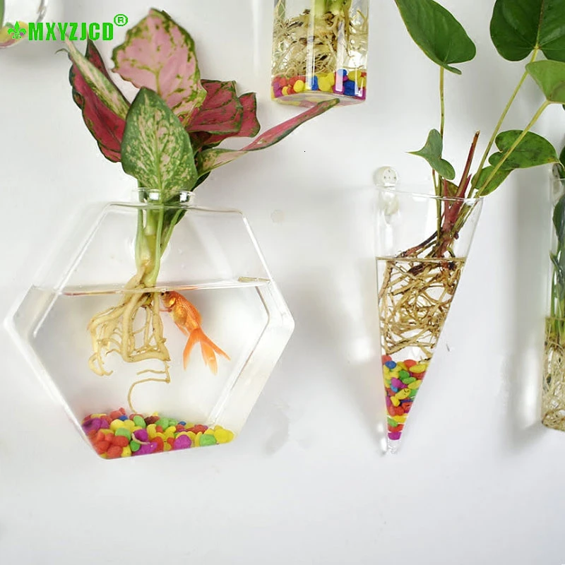 Настенная стеклянная ваза маленький аквариум для гидропоники горшок цветов