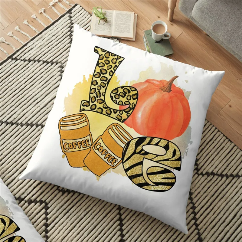 Funny Backrest Pumpkin Love Fall Autumn Printed Cushion Cover Halloween 45*45cm throw Pillow Case Cushion Decorative for home
