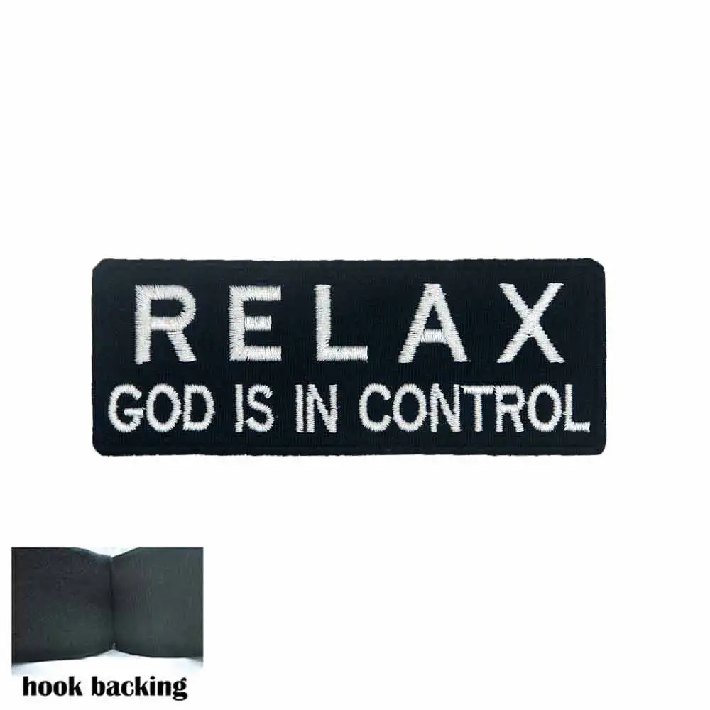 RELAX GOD IS IN CONTROL Name Tag панк вышитые байкерские мотоциклетные нашивки для спины жилет