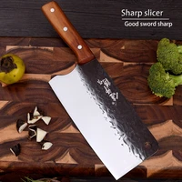 forged hammer stainless steel kitchen knife with wooden handle home cook knife chef knife butcher knife chinese butcher knife