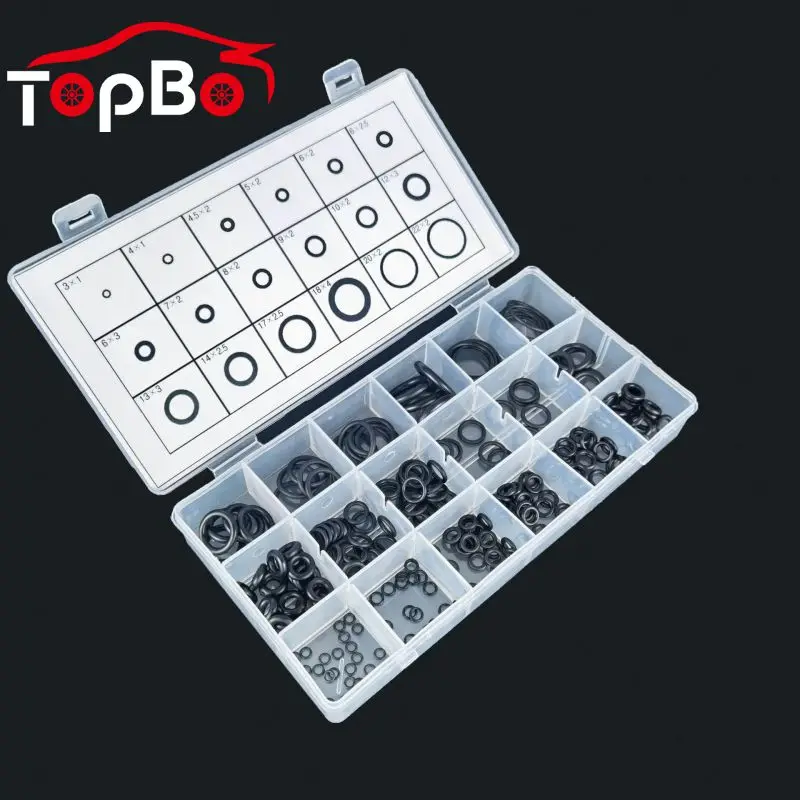 

225 pcs/box Black Rubber Sealing O-Ring Washer Seals Watertightness Assortment Interior Different Size With Plastic Box Kit Set