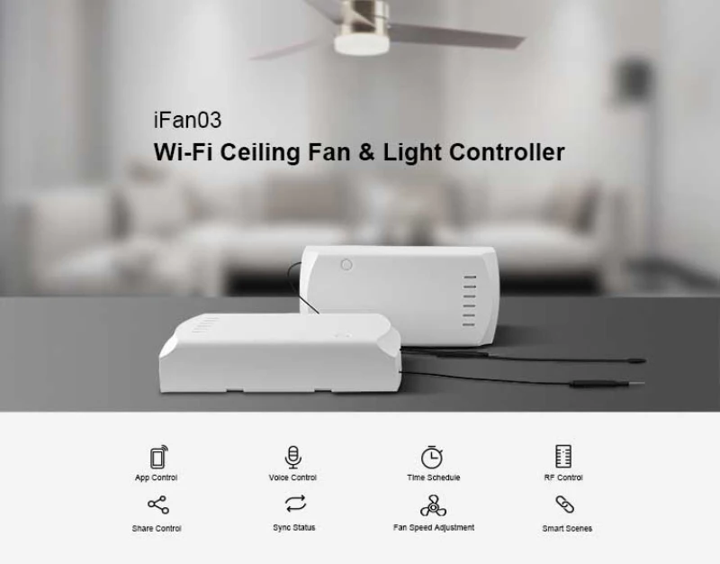 Потолочный вентилятор Sonoff IFan03 WiFi умный потолочный с дистанционным управлением