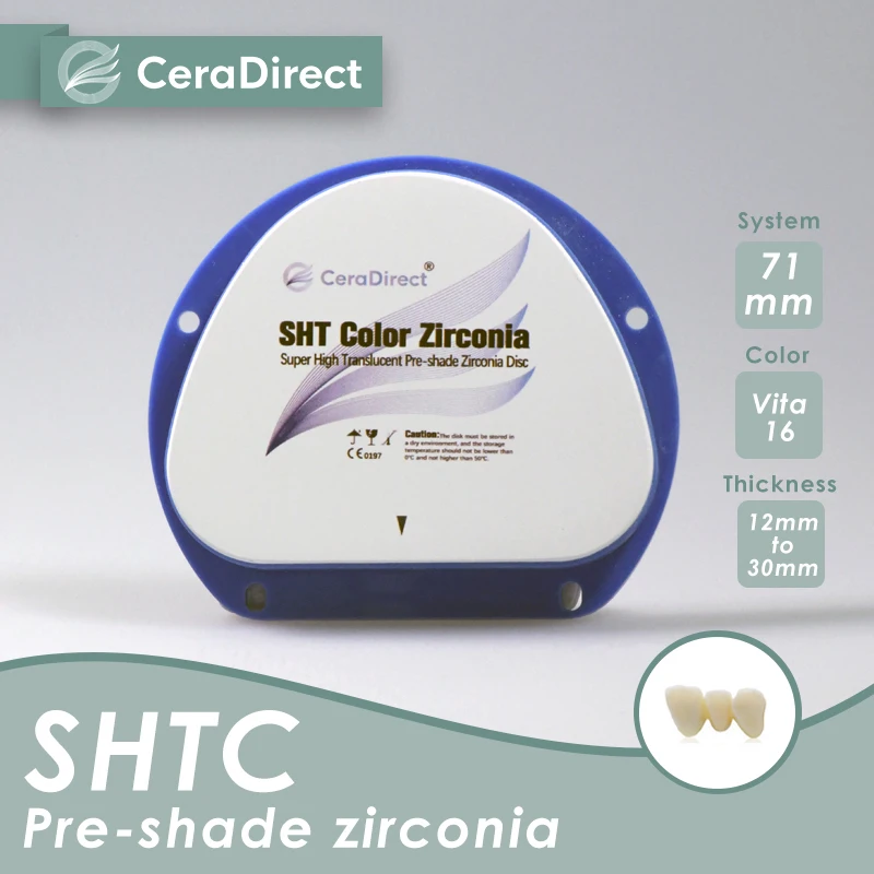 Ceradirect SHTC pre-shaded dental zirconia AG system(71mm) thickness 20mm   for dental lab CAD/CAM