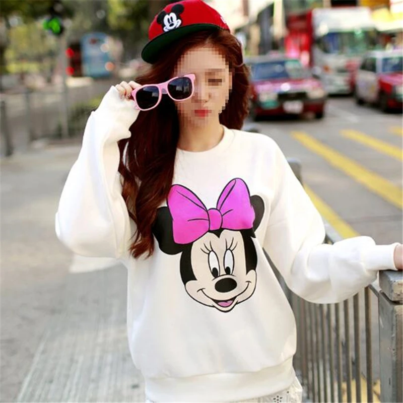 Стильные женские толстовки с капюшоном Микки Маусом Disney белые повседневные