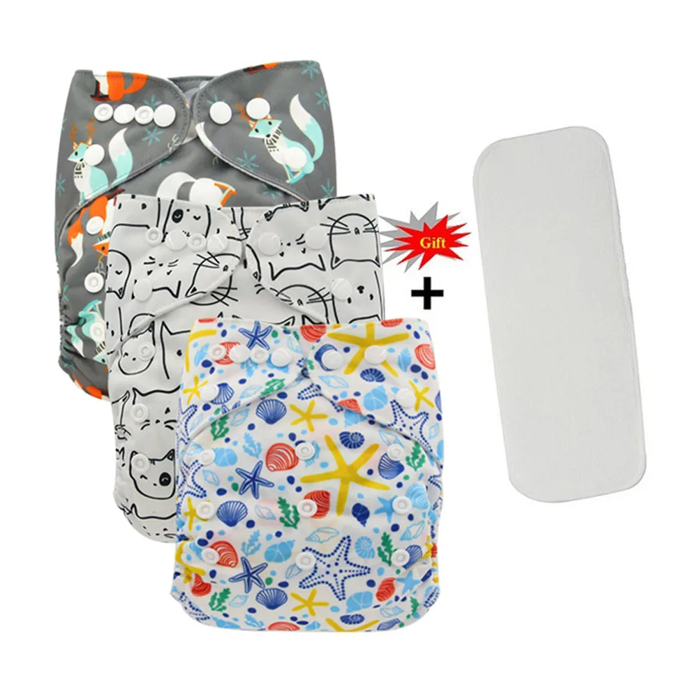 Ohbabyka многоразовые подгузники Couche Lavable узоры печать детские тканевые подгузники крышка моющиеся детские подгузники с карманами+ вставка из микрофибры