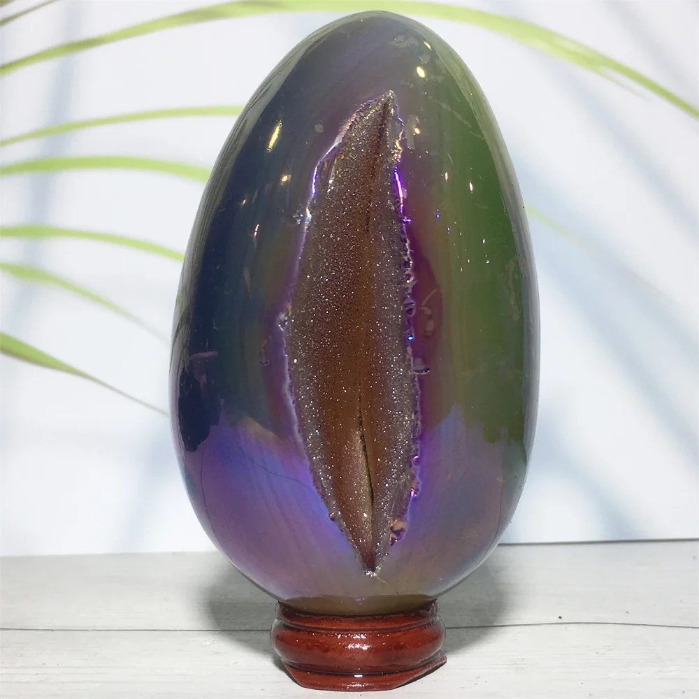 

Aura Druzy Agate Crystal Voog Quartz Magic Egg Fashion Souvenir Feng Shui Healing Gemstone Geode Home Decor Craft Collection