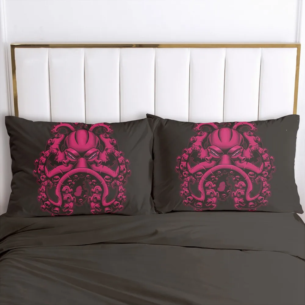 

2PCS Pillowcase 45x45/70x70/80x80/50x75/65x65,3D Luxuy Pillow Case Custom,Decorative Pillow Cover Bedding Red Octopus,drop ship