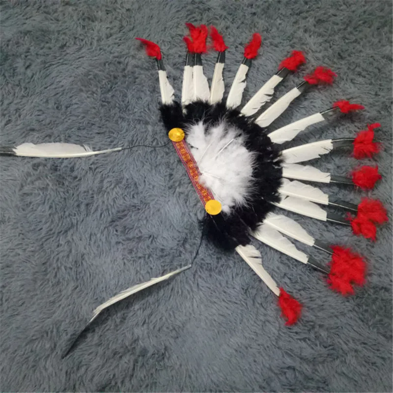 Рождество Косплэй реквизит Индеец шляпа головной убор из перьев День