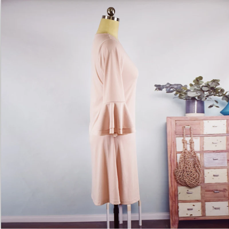 Bunvel/семейные платья для мамы и дочки однотонное платье с рюшами рукавами