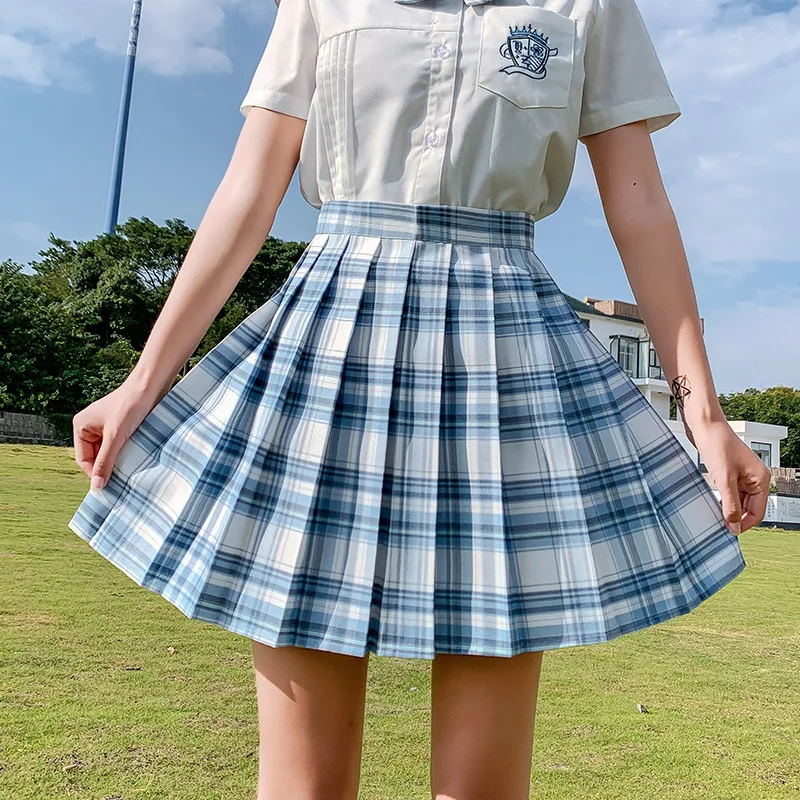 

Summer Woman Mini Skirts Harajuku Korean Style Fashion Cute Kawaii Skirts For Girls High Waist Plaid Pleated Skirt Women