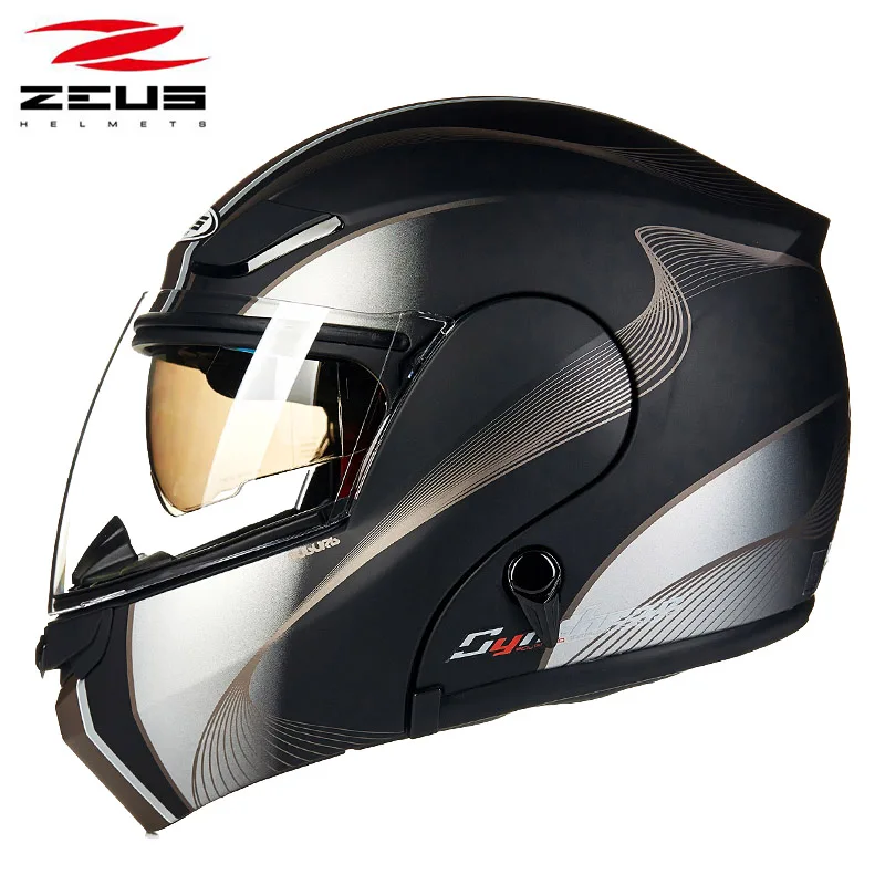 Модульный защитный шлем ZEUS мотоциклетный с двойными линзами полнолицевой