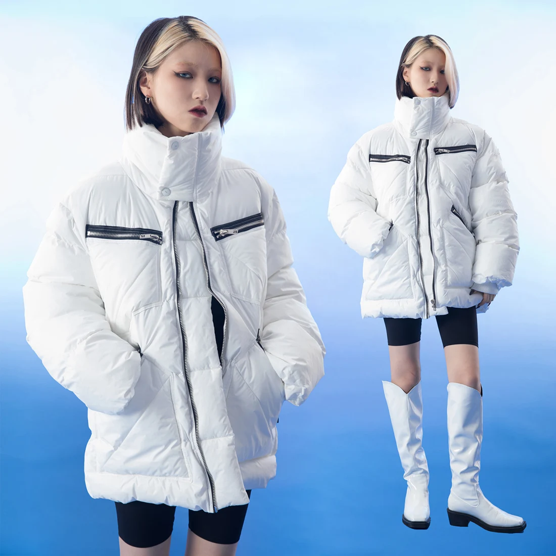 ATSUNNY Solid Color Winter Jacket Men Hip Hop Fashion Puffer Jacket Thicken Harajuku Style Man Long Winter Coat Streetwear