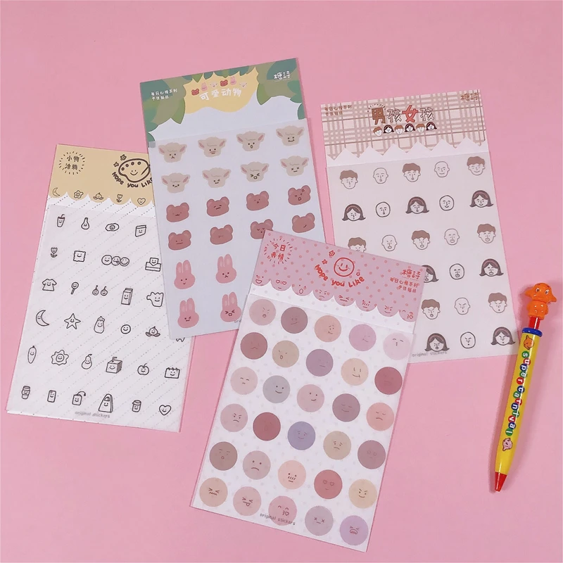 1 лист мультфильм милый корейский стиль Ins Kawaii Девушка животные наклейка сделай