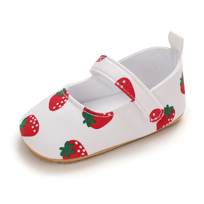 

0-18 Months Newborns Spring And Autumn Style Lovely Fruit Print Design Rubber Soles Non-Slip Flat Shoes Casual Shoes Toddlers