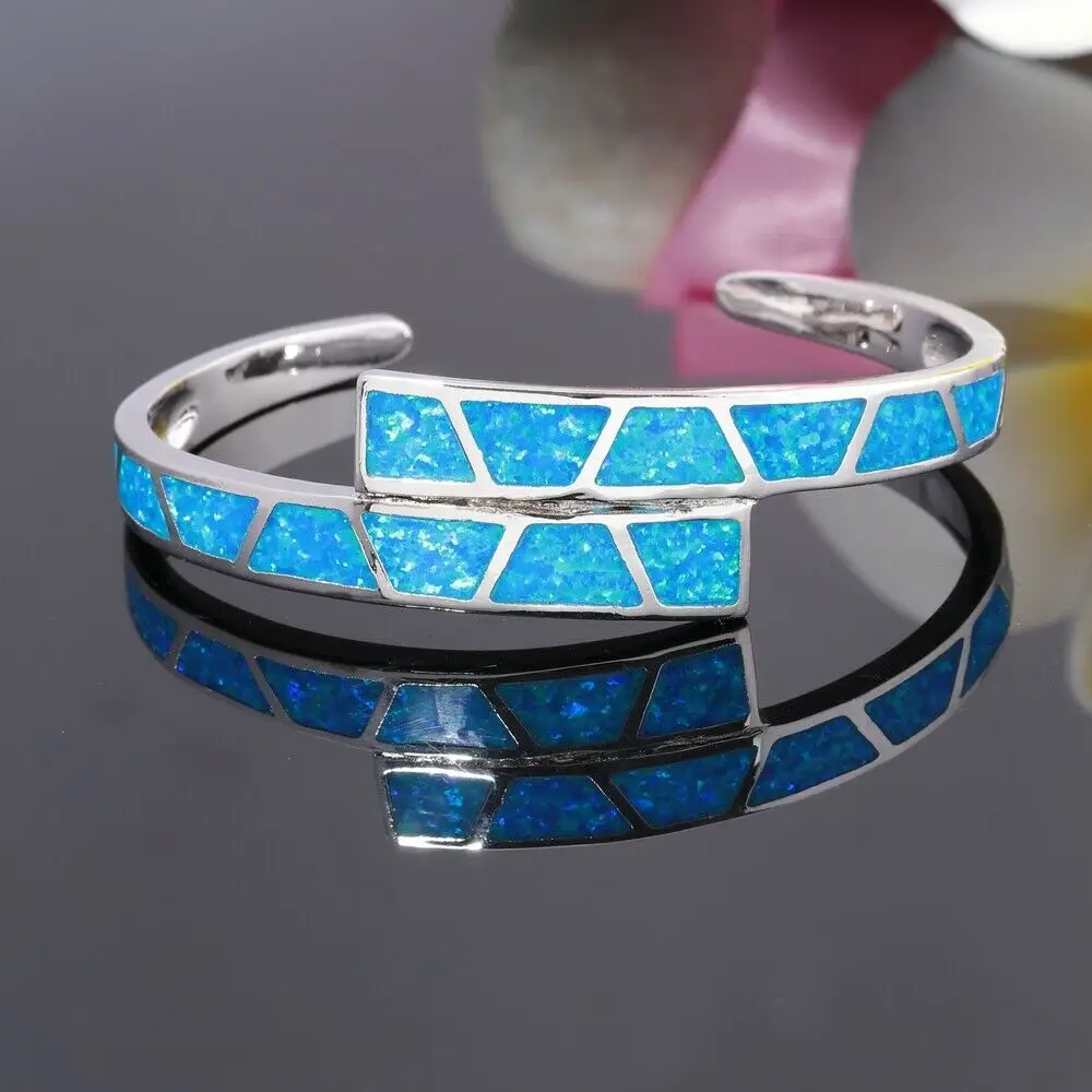 Cinily создан Blue огненный опал Серебро покрытием Лидер продаж Мода для Для женщин jewelry браслет 6 3/" OS451