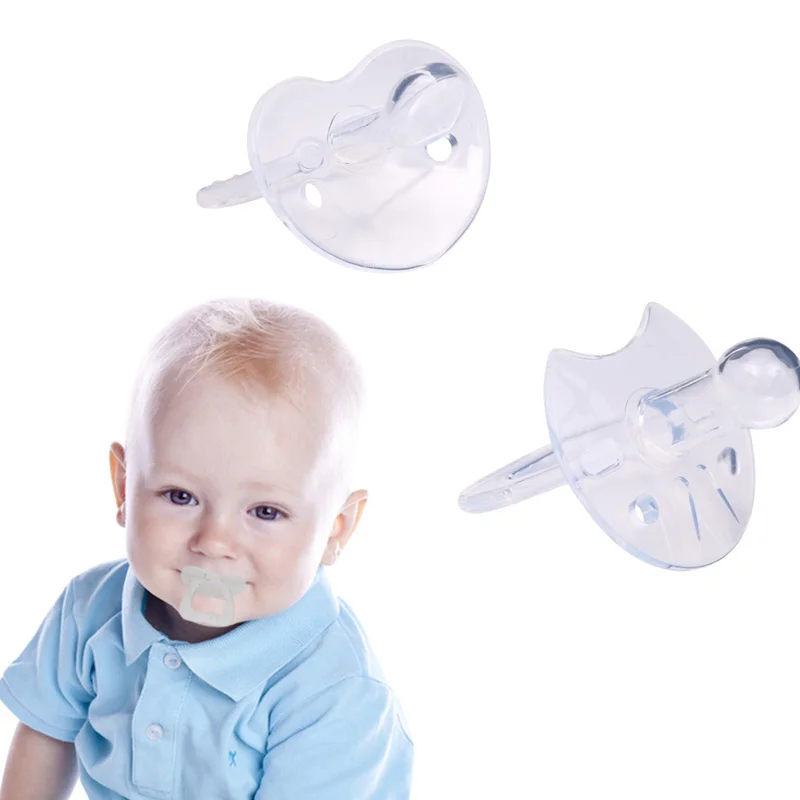 

1PCS Silicone Gel Love Heart Shape Simple Clear Transparent Safe Care Infant Toddler Pacifier Flat Round Nipple
