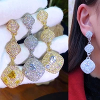missvikki luxury gorgeous trendy long drop pendant earrings cubic zirconia women wedding big earrings bijoux high quality new
