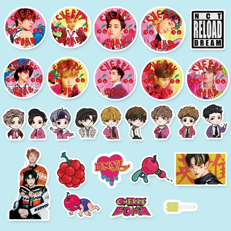 

62Pcs for Luggage Laptop Notebook Mobile Kpop NCT127 NCT Funny Expression Adhesive Photo Sticker DIY Stickers School Supplies