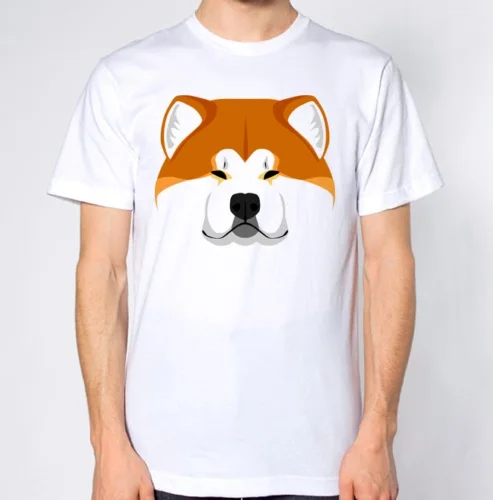 Мужская приталенная футболка с буквенным принтом Akita Dog короткими рукавами на