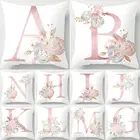 Модный чехол для подушки с надписью и цветком, чехол для подушки с надписью A-Z, чехол для дивана, чехол для подушки, розовый чехол для домашнего декора