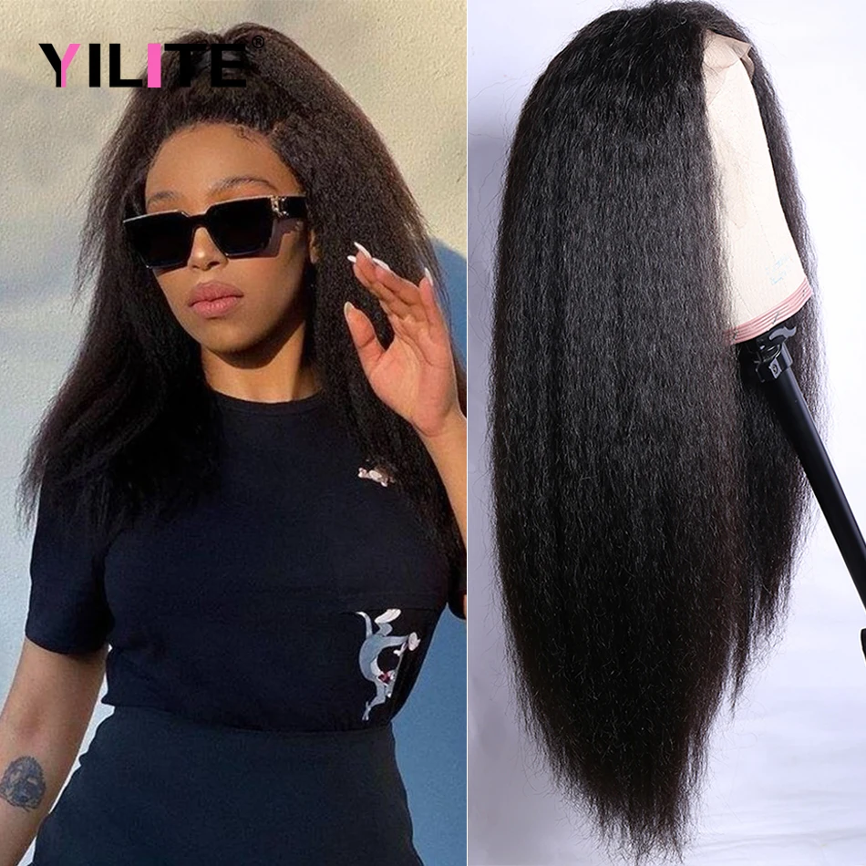 

Kinky Straight 4x4 Lace Closure Human Hair Wigs Natural HD Transparent Lace Closure Wigs 180% Density Brazilian Remy Hair Wig