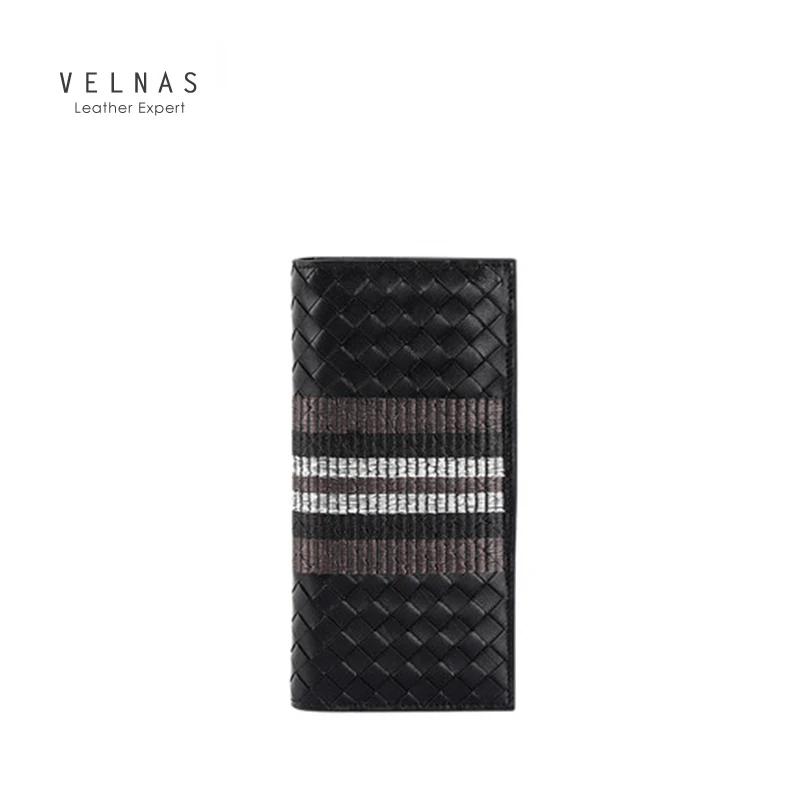 

Мужской кошелек, удлиненный, кожаный, ультратонкий, с вышивкой в Корейском стиле, индивидуальный Плетеный